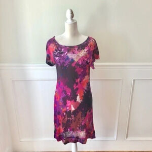 Trina Turk Dress Pink Abstract Print Cap Sleeve M